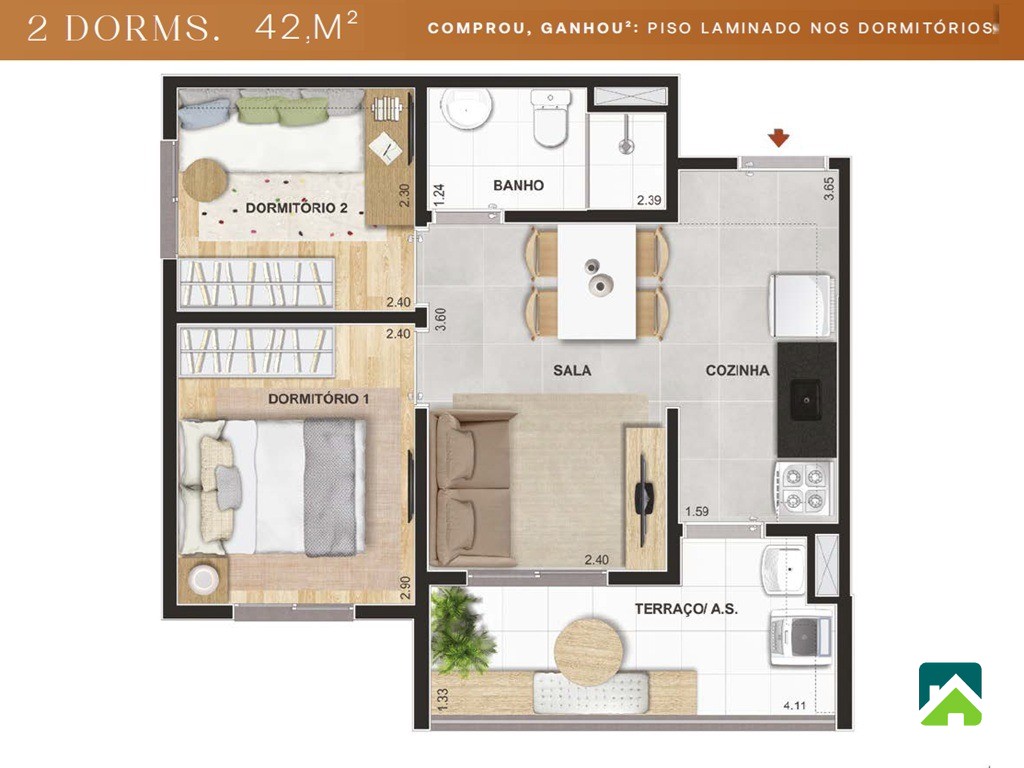 Apartamento, 2 quartos, 42 m² - Foto 6