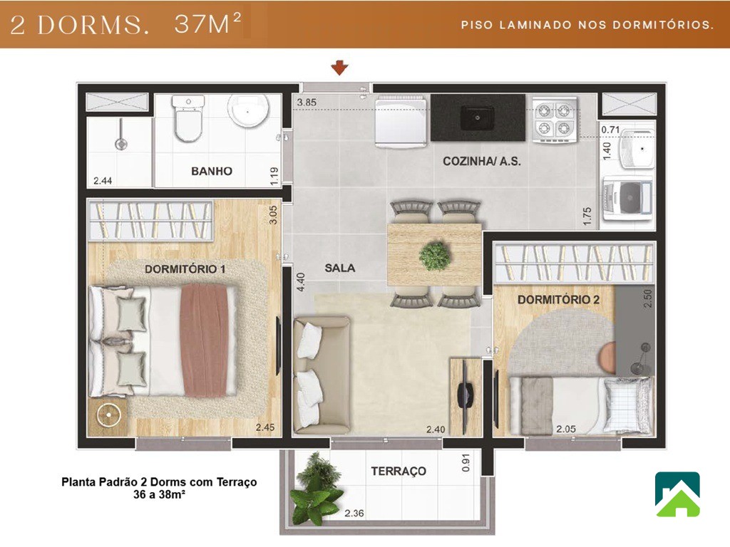 Apartamento, 2 quartos, 37 m² - Foto 9