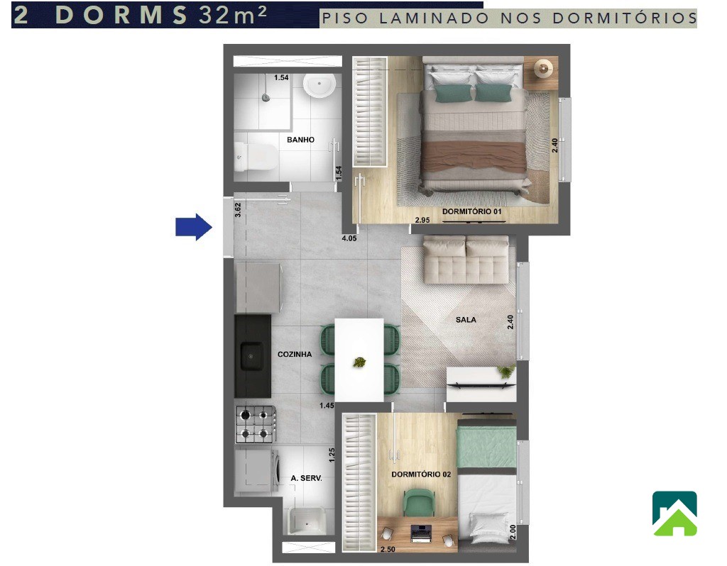 Apartamento, 2 quartos, 32 m² - Foto 4