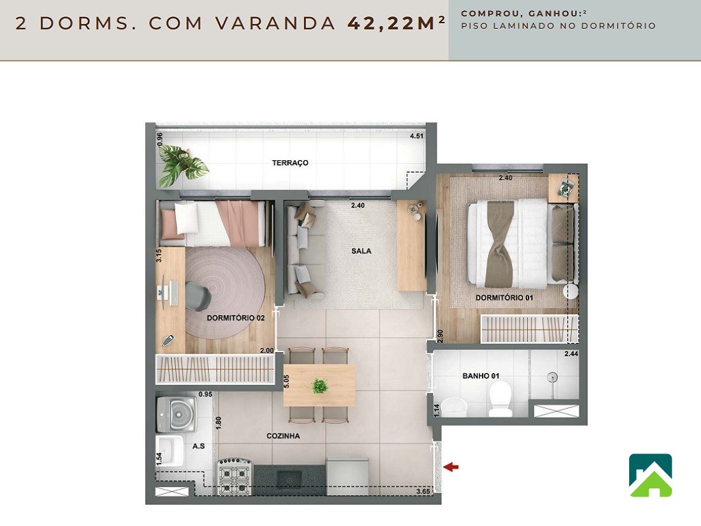 Apartamento, 2 quartos, 44 m² - Foto 14