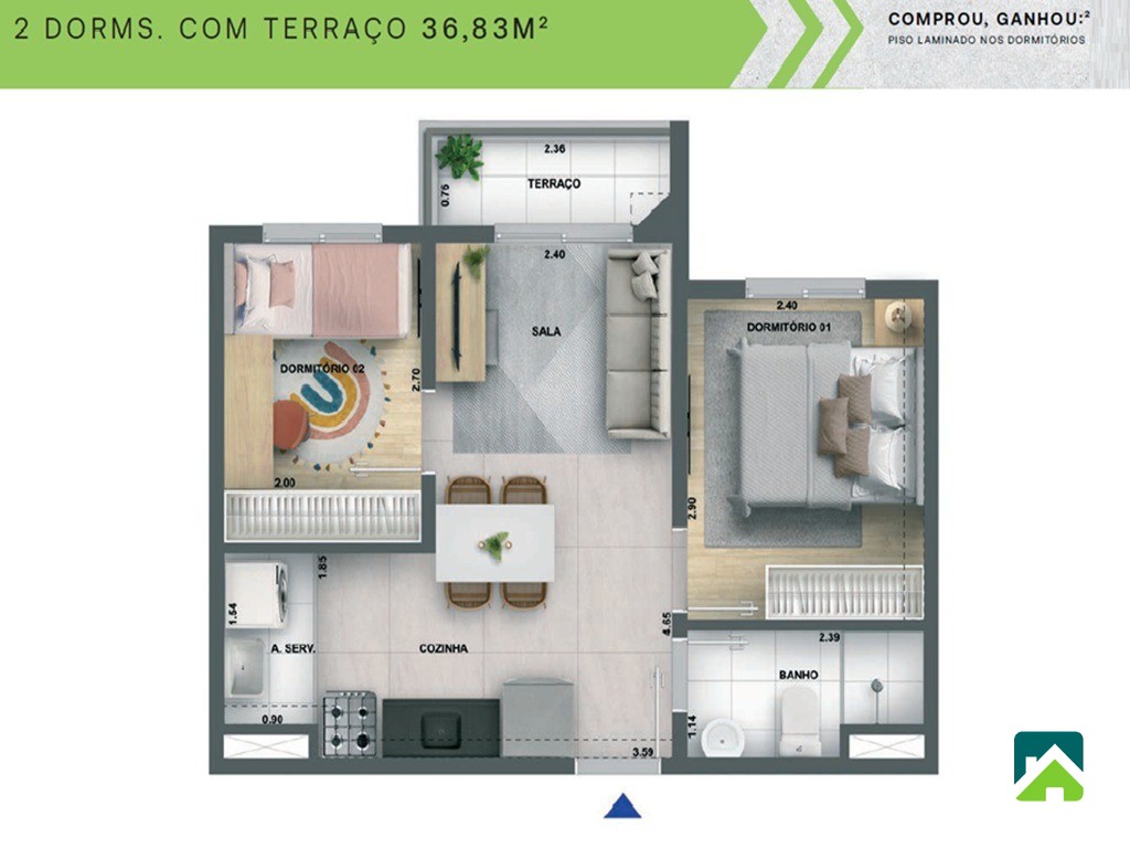 Apartamento, 2 quartos, 37 m² - Foto 7