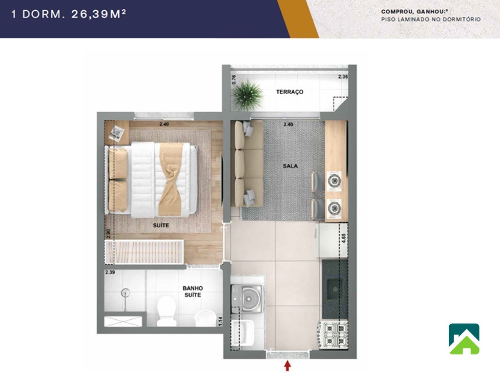 Apartamento, 1 quarto, 26 m² - Foto 5