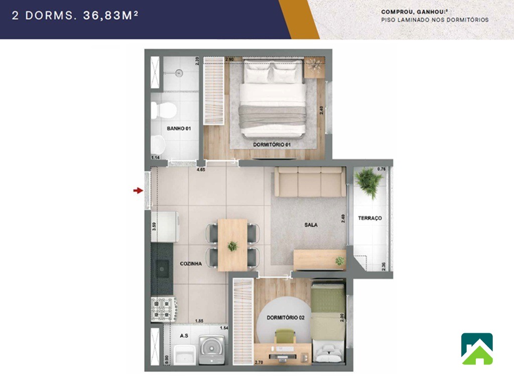 Apartamento, 2 quartos, 37 m² - Foto 12