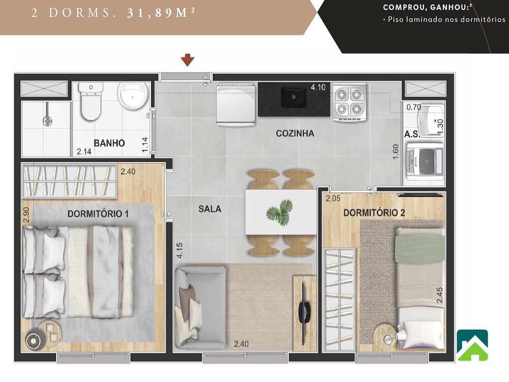 Apartamento, 2 quartos, 32 m² - Foto 7