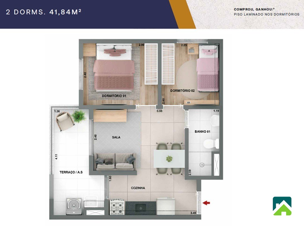 Apartamento, 2 quartos, 42 m² - Foto 9