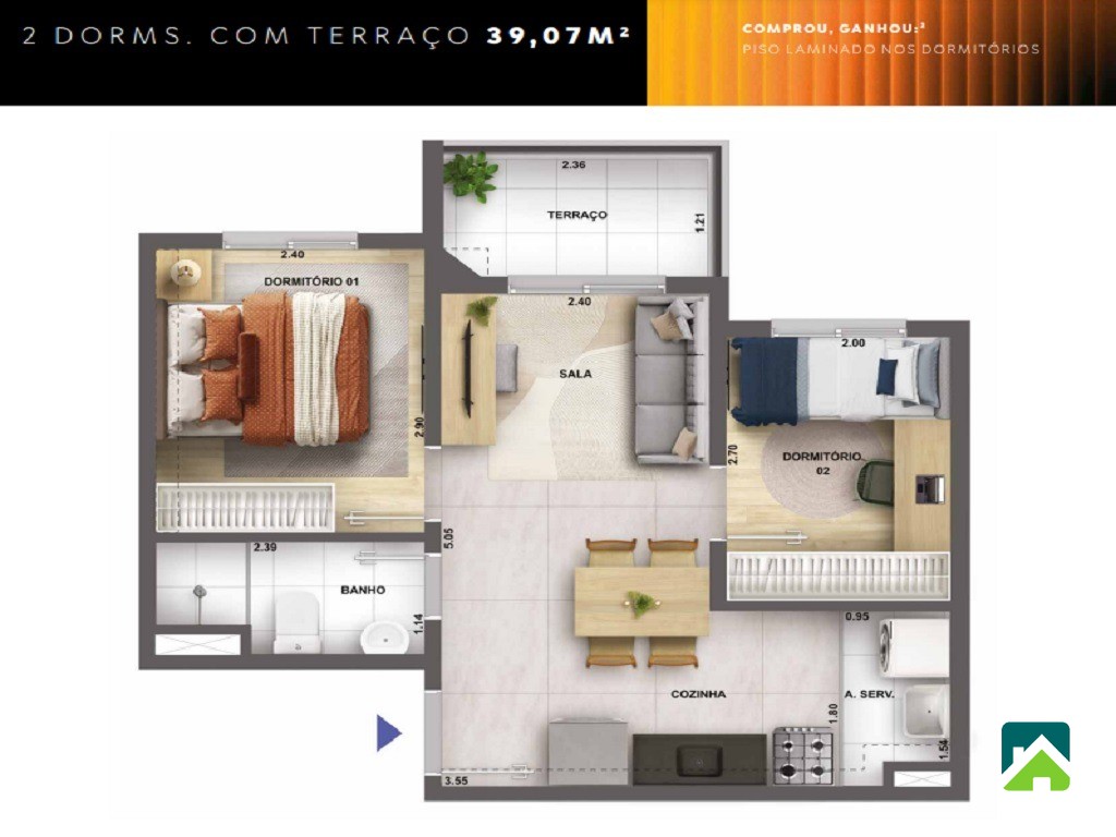 Apartamento, 2 quartos, 39 m² - Foto 6