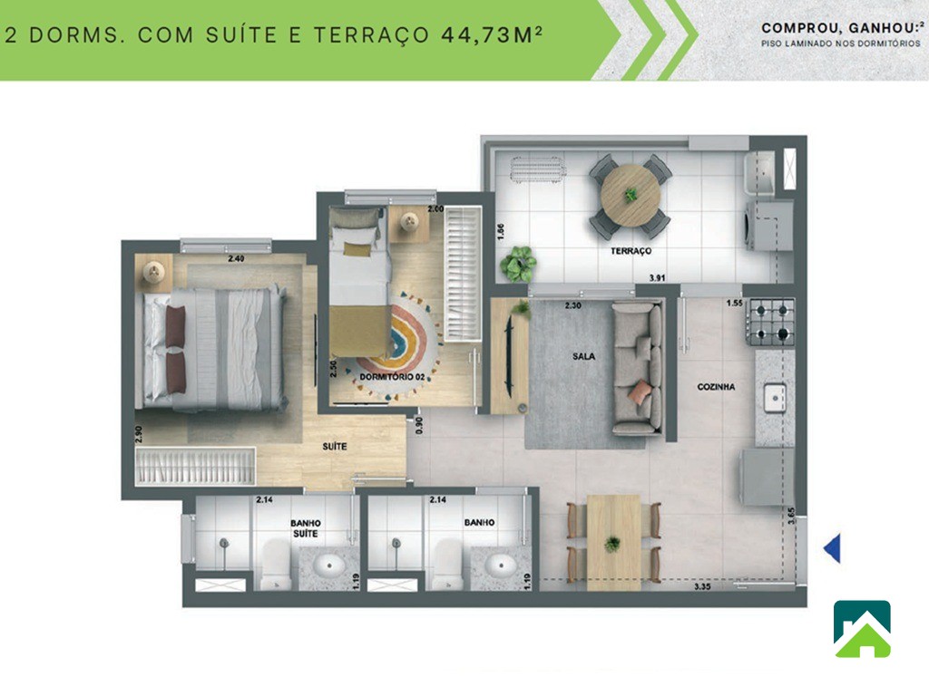 Apartamento, 2 quartos, 45 m² - Foto 5