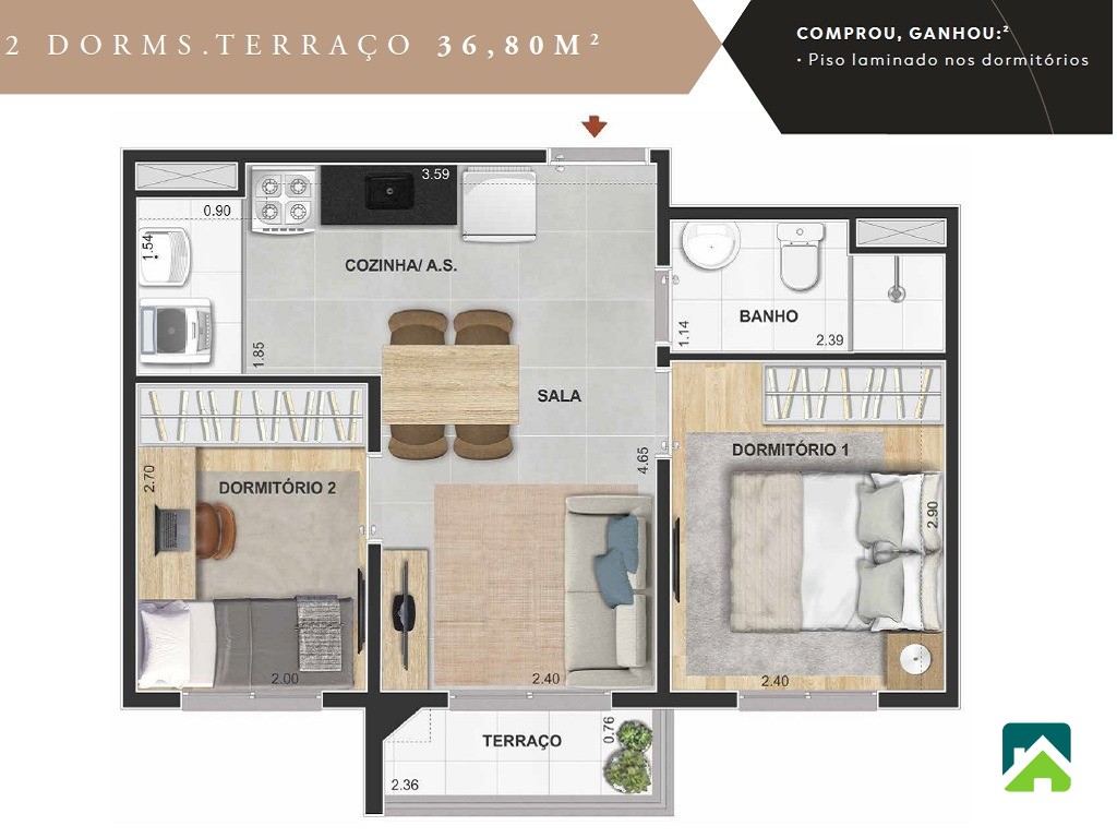 Apartamento, 2 quartos, 38 m² - Foto 9