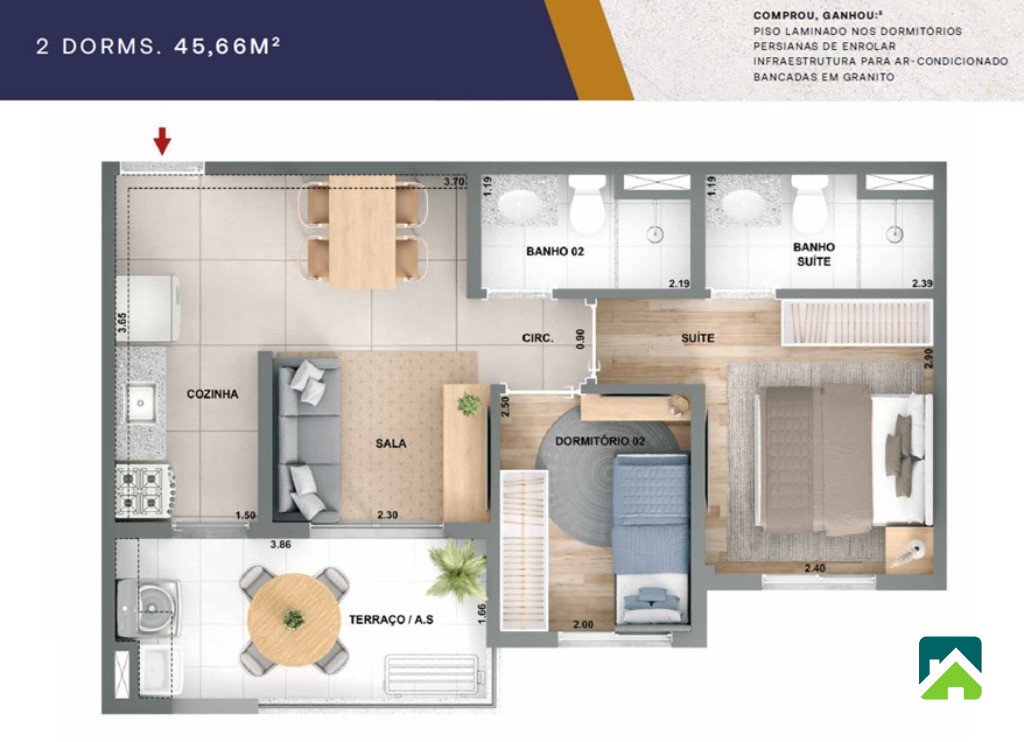 Apartamento, 2 quartos, 46 m² - Foto 13