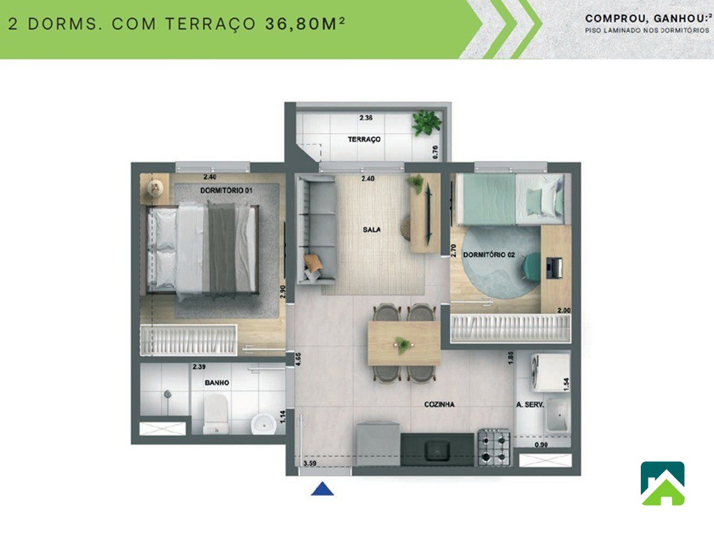 Apartamento, 2 quartos, 37 m² - Foto 6