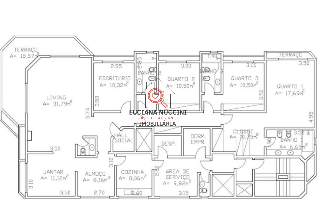 Locação de Apartamento de Luxo no Itaim Bibi, São Paulo-SP: 4 quartos, 2 suítes, 5 banheiros, 4 vagas de garagem, 220m² de área.