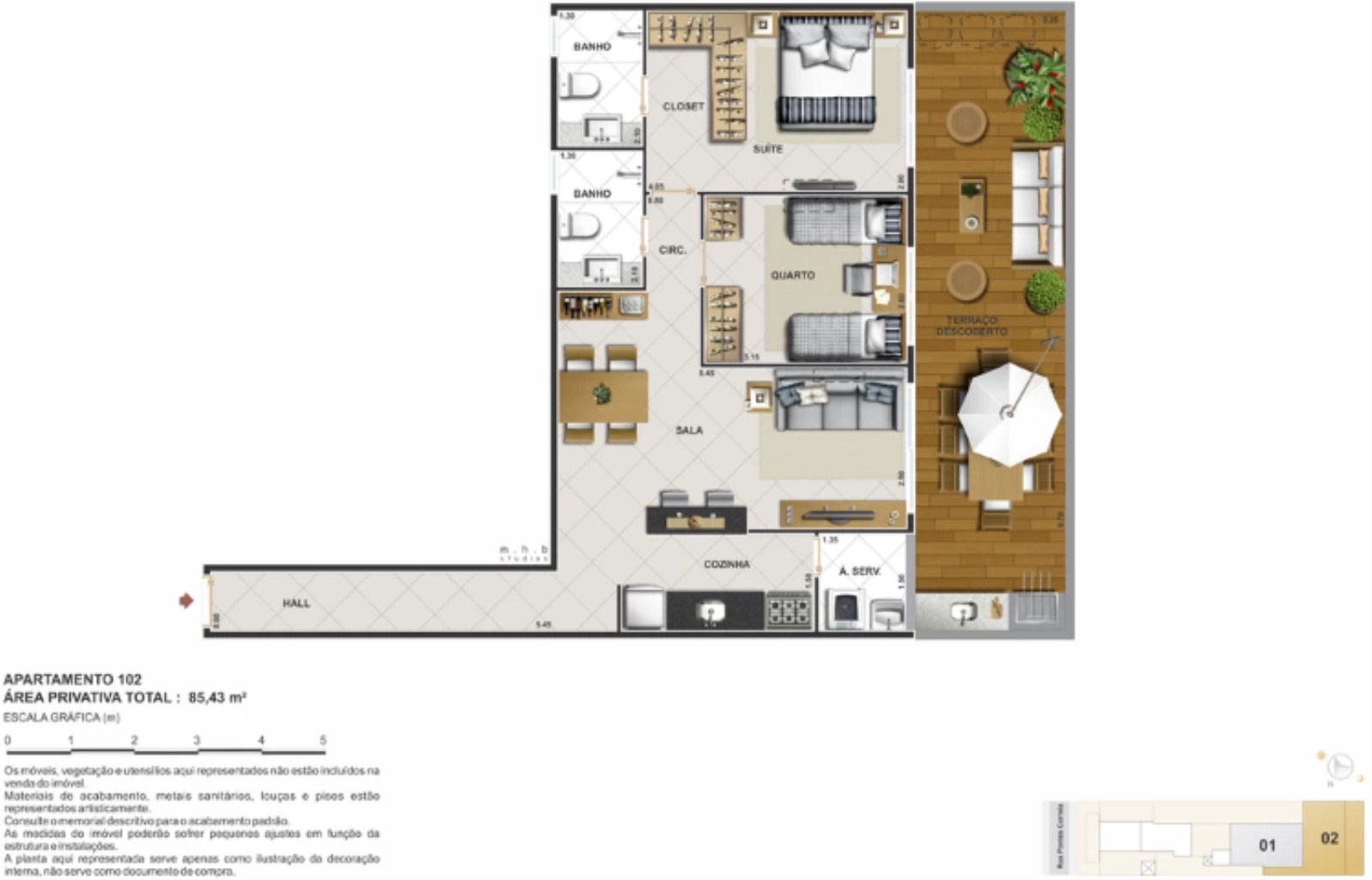 Cobertura, 2 quartos, 140 m² - Foto 8