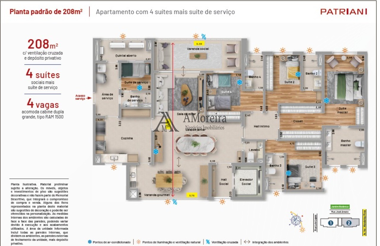 Imóvel Luxuoso: Apartamento de 4 Quartos com 4 Suítes e 4 Vagas em Jundiaí-SP - 208m². (PATRIANI)