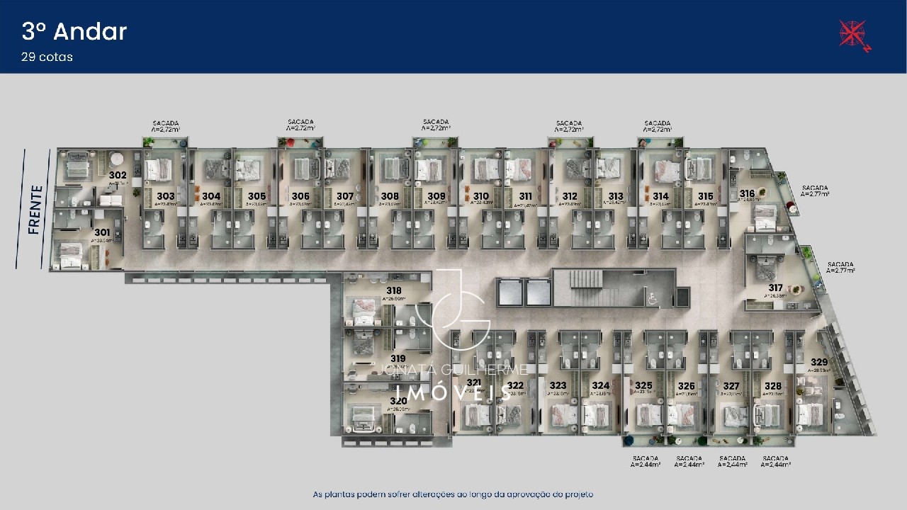Studio de Luxo em Condomínio Exclusivo em Jurerê, Florianópolis-SC: 1 quarto, 1 sala, 1 banheiro, 1 vaga, 23m².