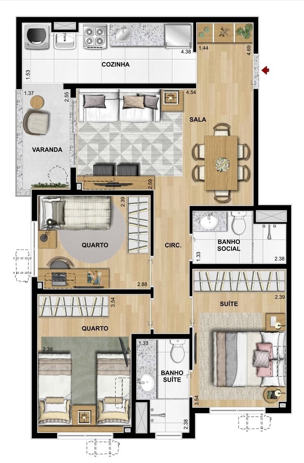 Apartamento, 3 quartos, 68 m² - Foto 33