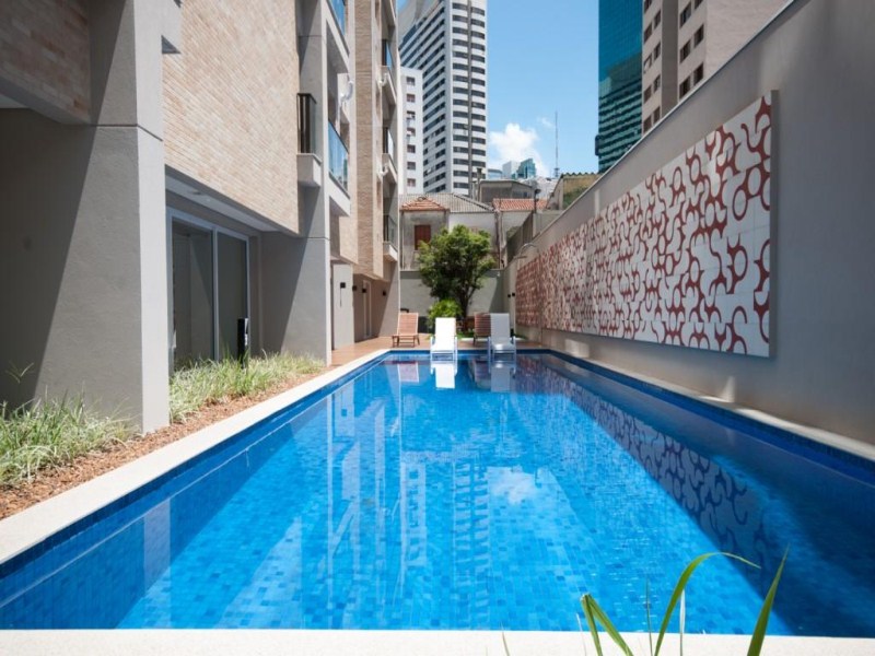 O Studio possui 38 metros quadrados com 1 dormitório, terraço, cozinha e 1 vaga de garagem