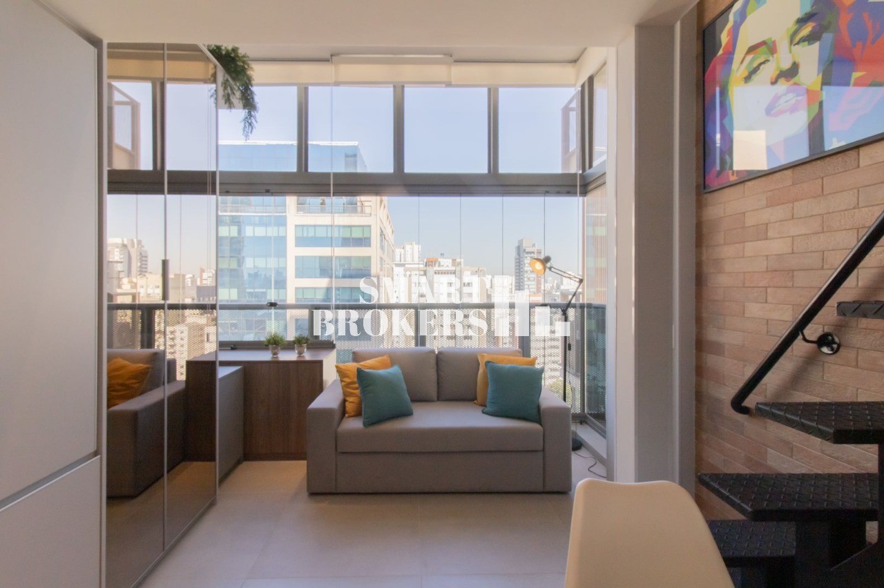 Studio novo, mobiliado para locação, 1 quarto, 32 metros quadrados, Moema, São Paulo, SP