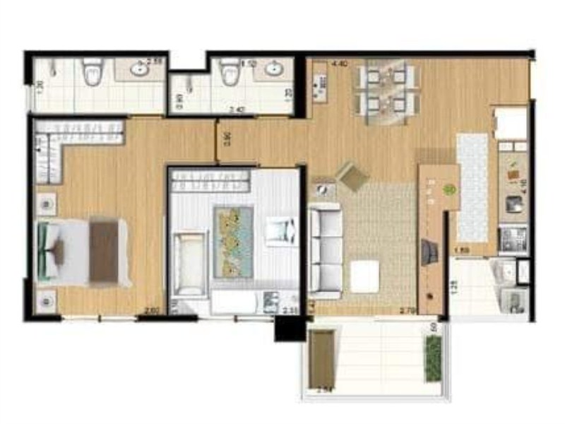 Apartamento à venda, 62 metros quadrados, 2 quartos (1 suíte) - 2 vagas de garagem - Saúde, São Paulo - SP