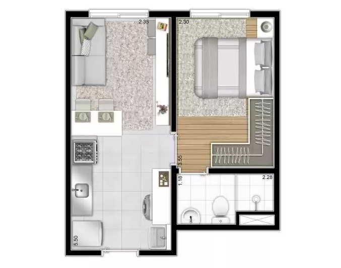 Apartamento, 1 quarto, 34 m² - Foto 11