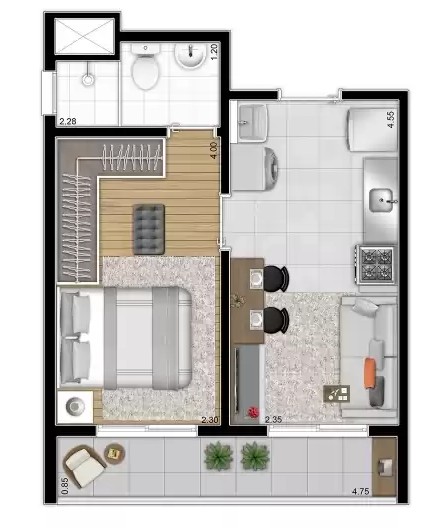 Apartamento, 1 quarto, 34 m² - Foto 13