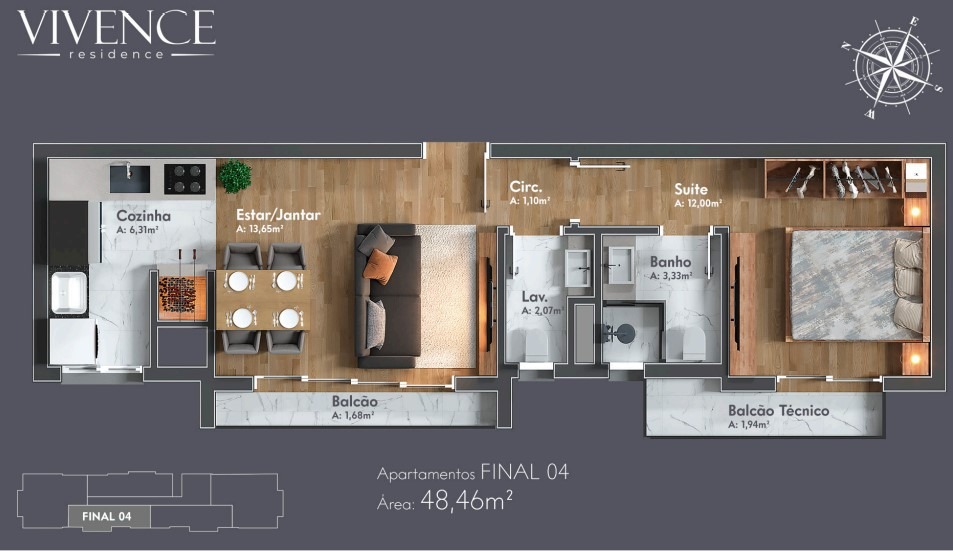 Apartamento, 1 quarto, 48 m² - Foto 5