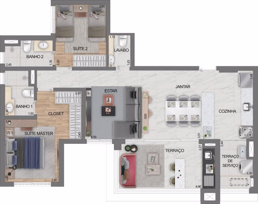 Apartamento, 3 quartos, 92 m² - Foto 2