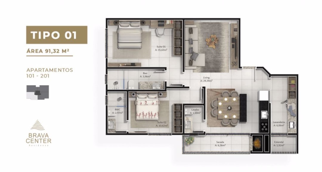 Apartamento, 2 quartos, 91 m² - Foto 2