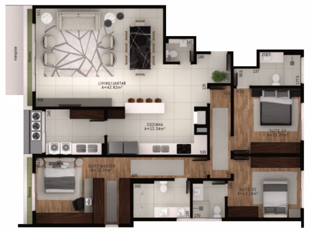 Apartamento, 3 quartos, 152 m² - Foto 2