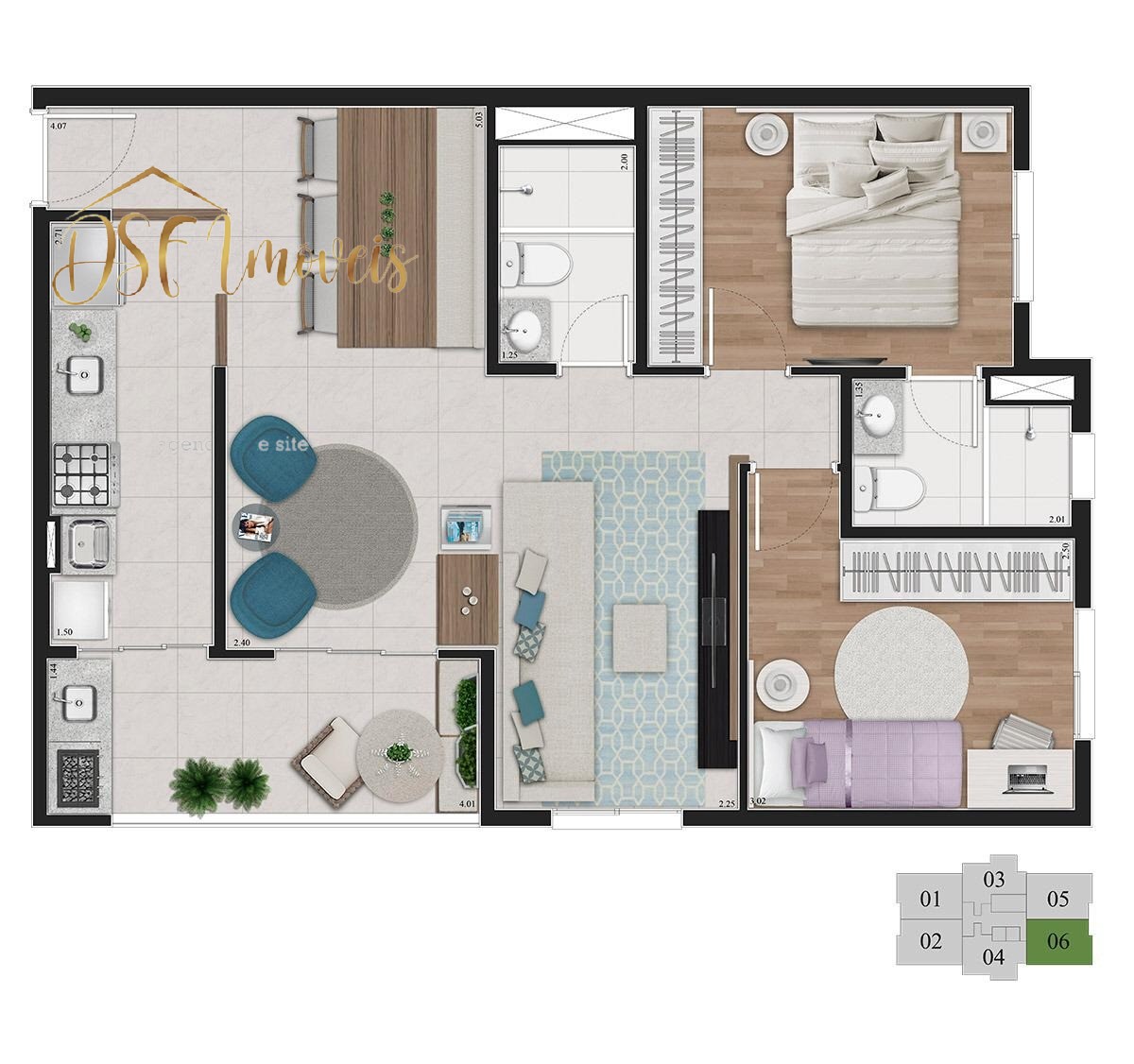 Apartamento de 3 quartos com suíte e 2 vagas no jardim das f