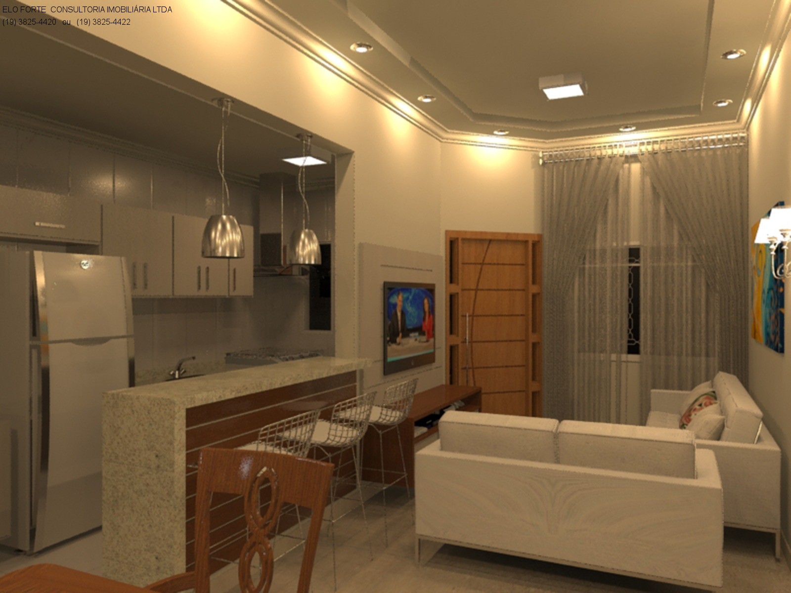 CASA em CENTRO, INDAIATUBA - CASA 1:  VALOR 380 MIL  A PROJEÇÃO EM 3D.  A CASA terá uma grande sala de Estar/Jantar, cozinha, lavanderia, banheiro social,  dois quartos (sem suíte - Foto 2