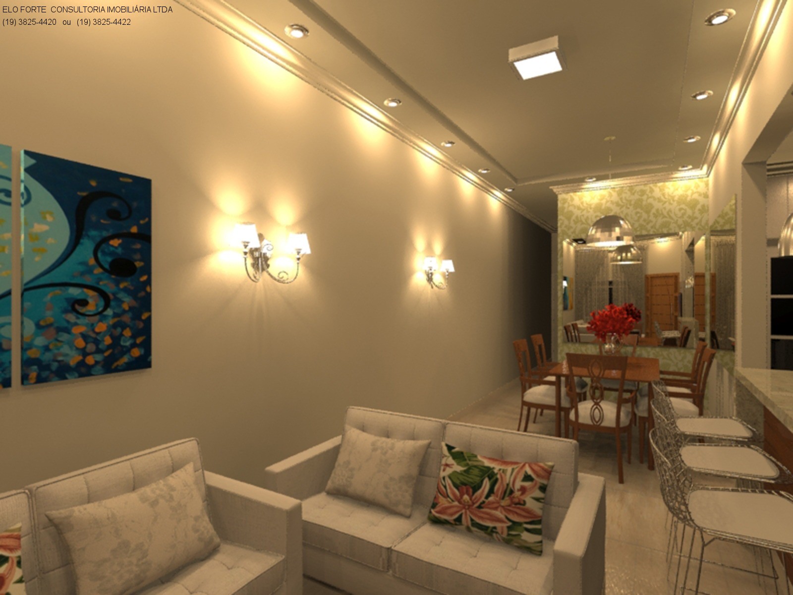 CASA em CENTRO, INDAIATUBA - CASA 1:  VALOR 380 MIL  A PROJEÇÃO EM 3D.  A CASA terá uma grande sala de Estar/Jantar, cozinha, lavanderia, banheiro social,  dois quartos (sem suíte - Foto 3