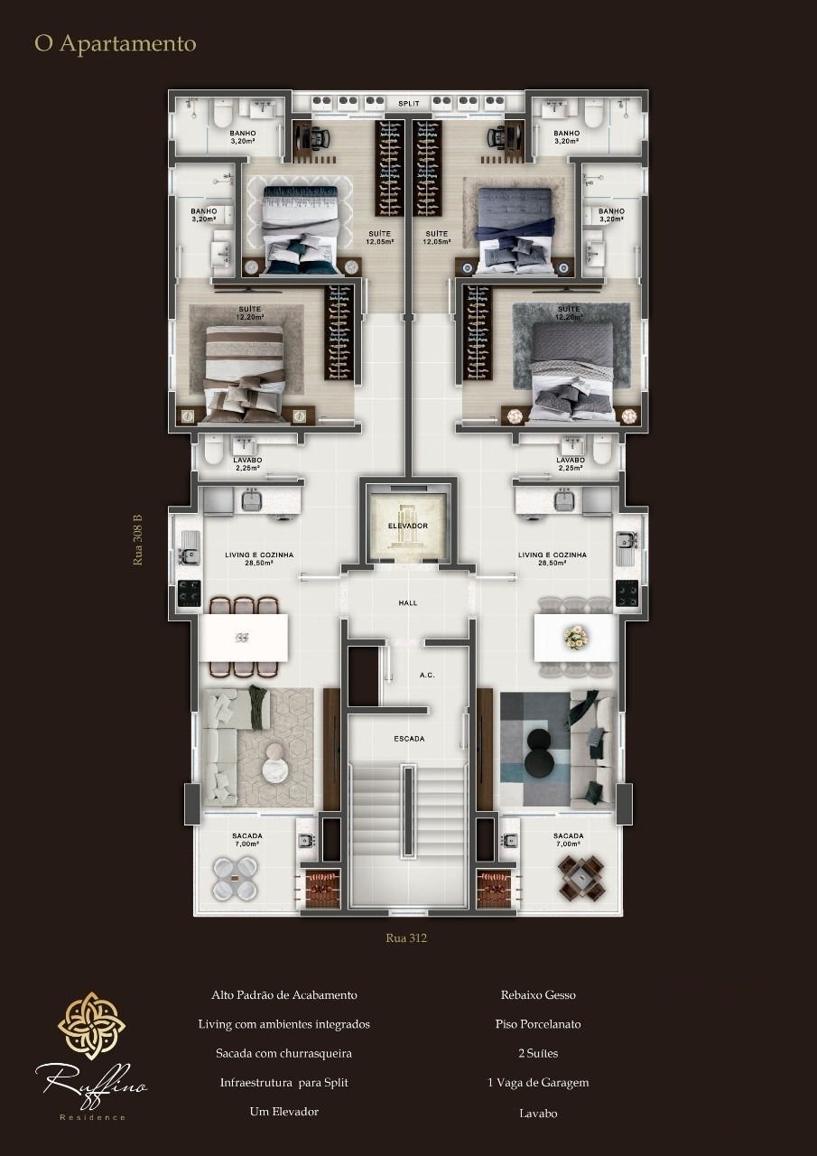 Apartamento Pronto na cidade de Itapema/SC no bairro Meia Praia, 2 dormitórios com suítes e 1 Vaga de garagem, com Lazer Completo. Bem localizado.