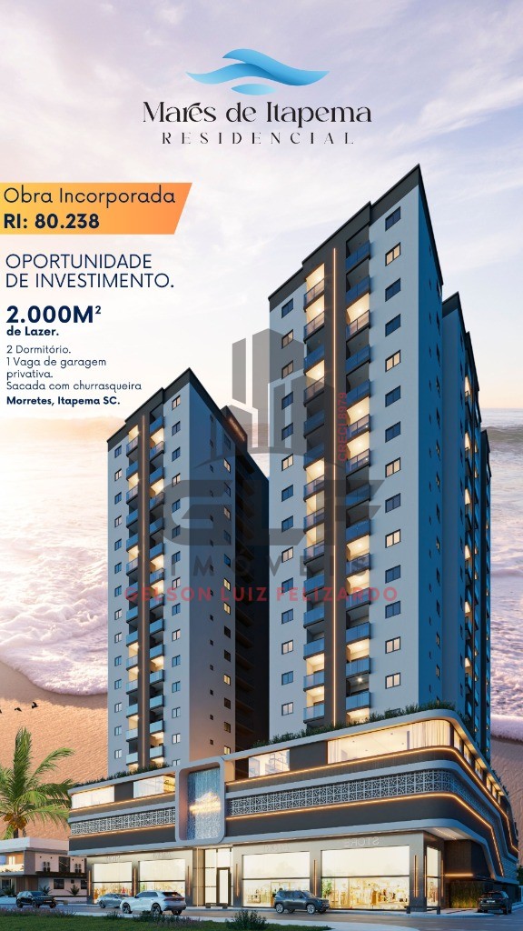 Apartamento Lançamento na cidade de Itapema/SC no bairro Morretes, com 2 Dormitórios e 1 Vaga de garagem, com Lazer Completo. Bem localizado. Investim