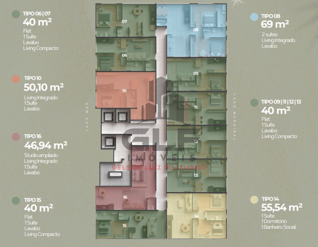 Lançamento Apartamento Flat Alto Padrão em Itapema/SC na Meia Praia, com 1 suíte e 1 vaga de garagem. Ótimo investimento.