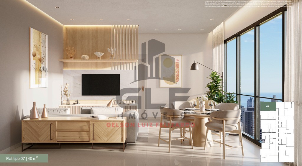 Lançamento Apartamento Flat Alto Padrão em Itapema/SC na Meia Praia, com 1 suíte e 1 vaga de garagem. Ótimo investimento.