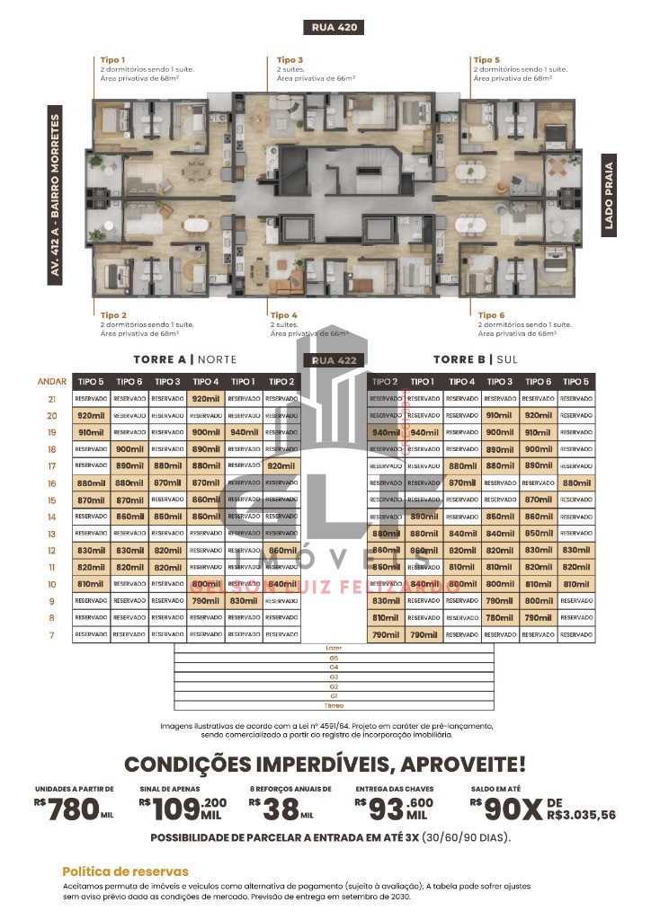 Apartamento Lançamento na cidade de Itapema/SC no bairro Morretes, com 2 dormitórios, sendo Suíte e 1 Vaga de garagem, com Lazer Completo.