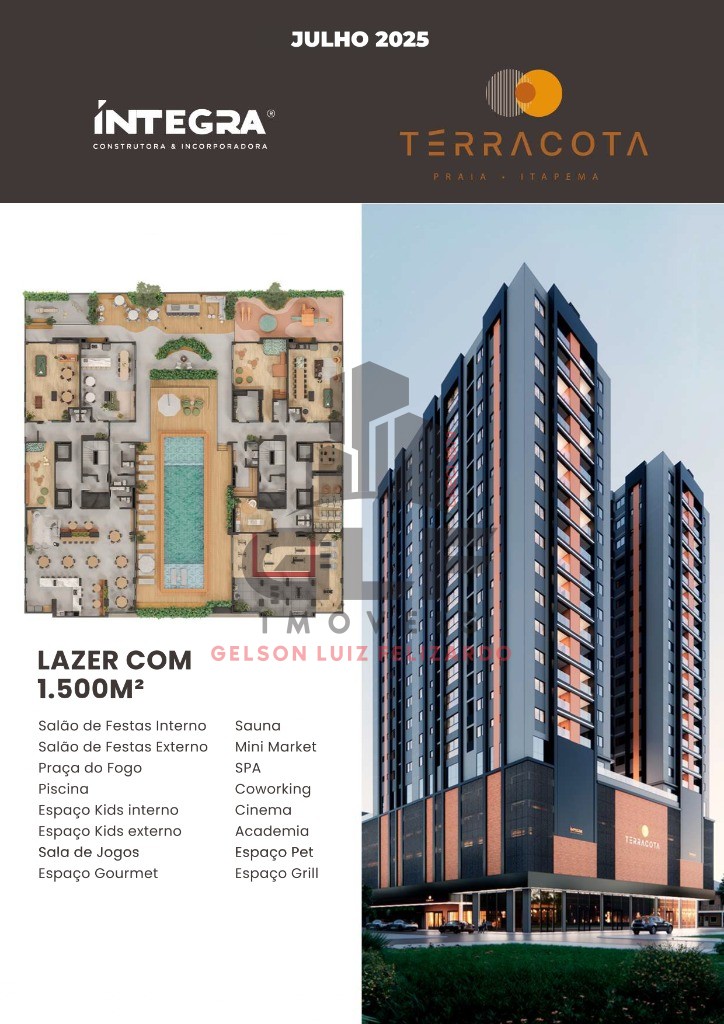 Apartamento Lançamento na cidade de Itapema/SC no bairro Morretes, com 2 dormitórios, sendo Suíte e 1 Vaga de garagem, com Lazer Completo.