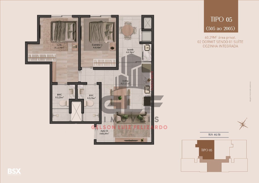 Apto a venda em itapema Bairro Morretes, Entrega em Dezembro/26, área de 69,37m² privativo