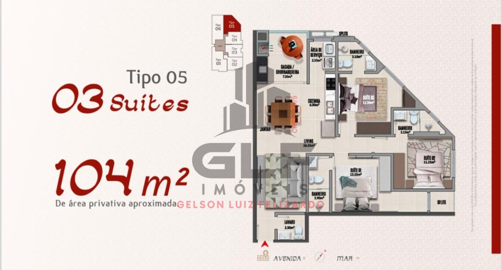 Apartamento em construção em itapema/sc, com 3 suítes e 2 va