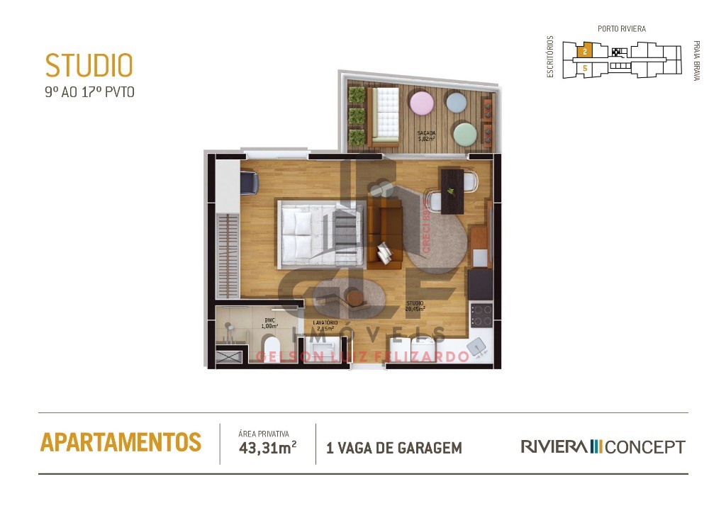 Studio pronto praia brava em itajaí, grande oportunidade, re
