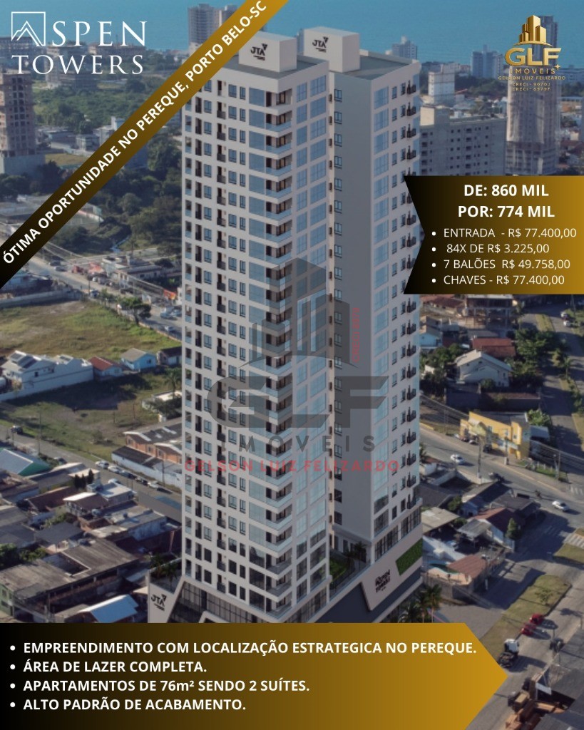 Apartamento em construção ed, aspen, apartamento com 76m² de