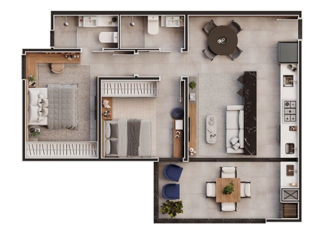 Apto em Construção em Balneário Camboriú, com 67m² área privativa sendo, 1 suíte, 1 vaga de garagem, área de lazer completa