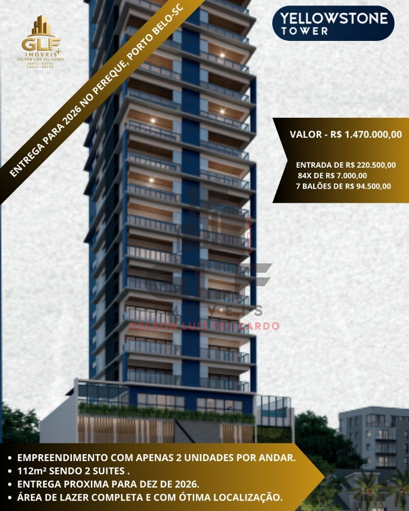 Apartamento em construção com 111,51m² no ed,yellowstone, ap