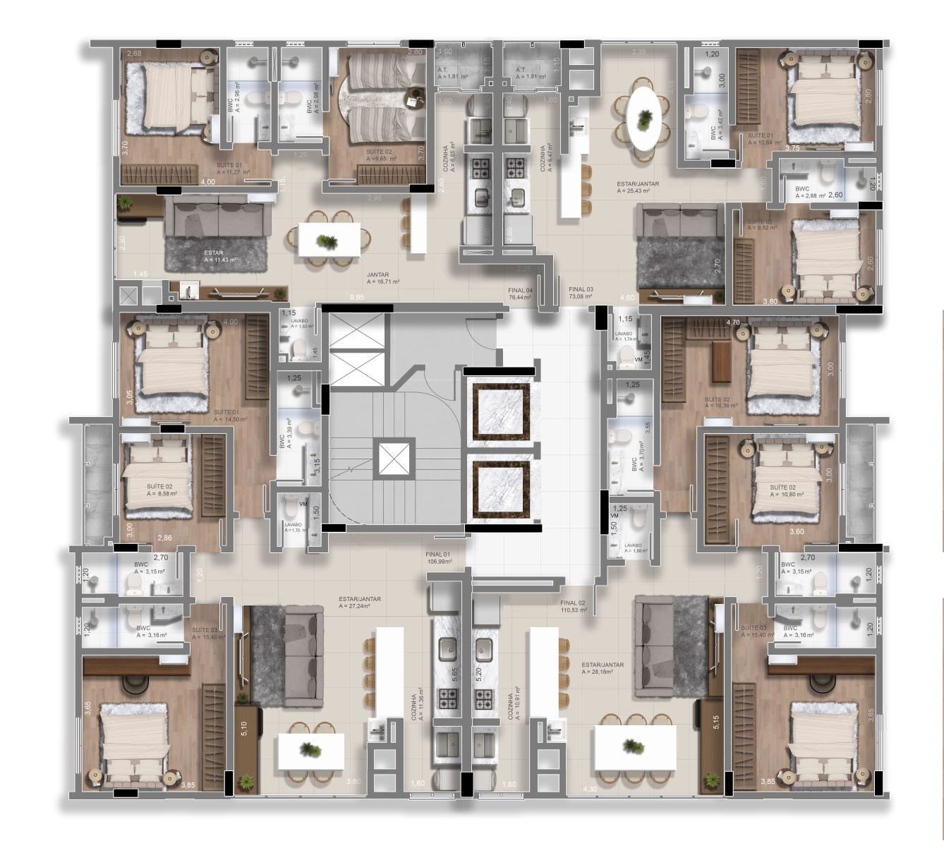 Apto em Construção em Camboriú, com 106,99m² área privativa, sendo 3 suítes, 2 vagas de garagem, área de lazer completa - foto 33