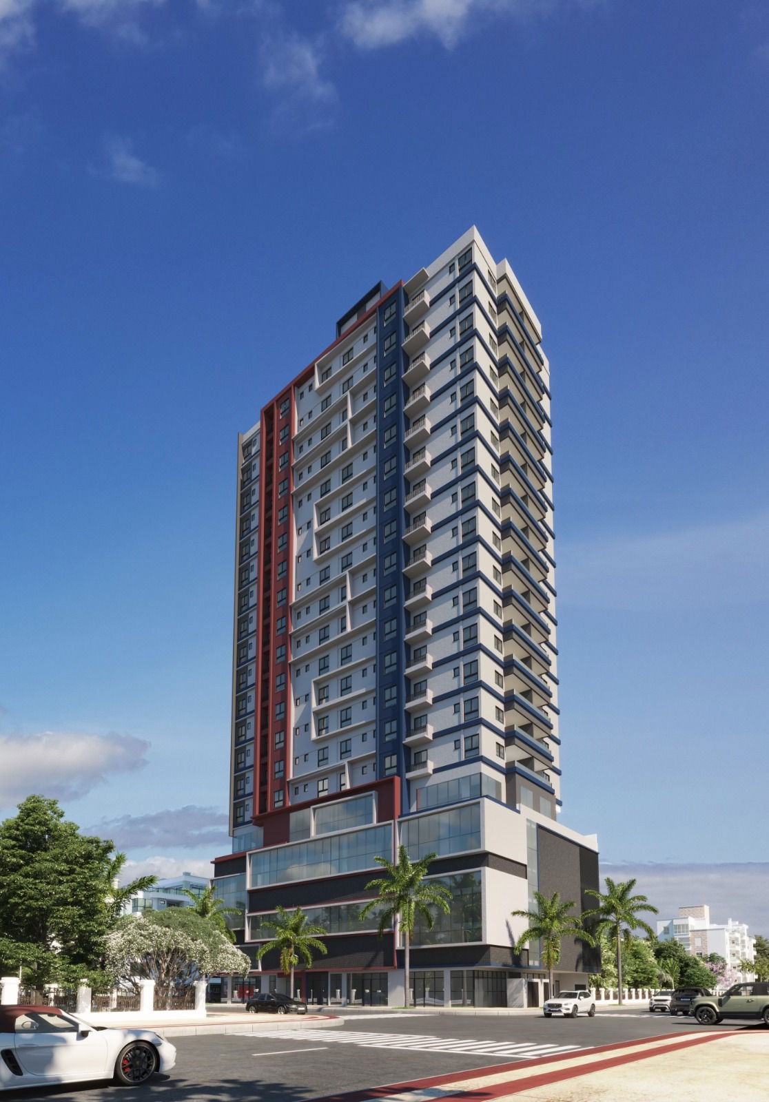 Apto em Construção em Itapema /SC bairro Meia Praia, com 122,10m² área privativa, sendo 3 suítes, 2 vaga de garagem, área de lazer completa