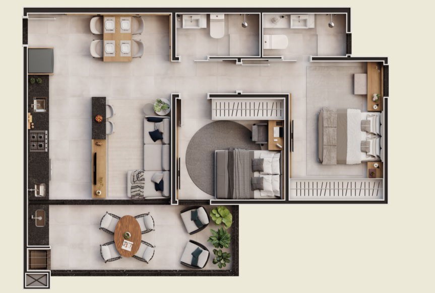 Apto em Construção em Balneário Camboriú, com 67m² área privativa sendo, 1 suíte, 1 vaga de garagem, área de lazer completa