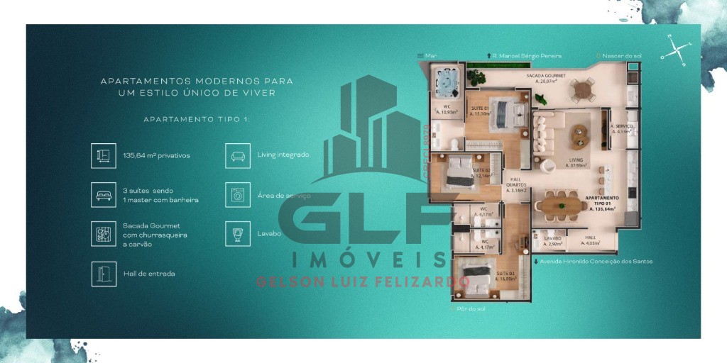 Apto Pré Lançamento em Porto Belo, com 86,50m² área privativa sendo 2 suítes, 2 vagas de garagem, área de lazer completa
