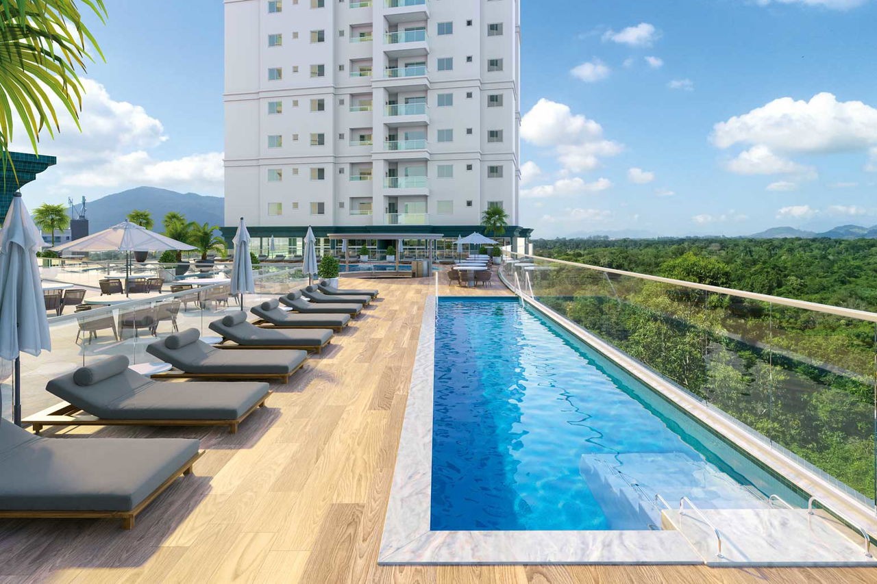 Apto em Construção em Itapema, bairro Meia Praia, com 120,19m² área privativa, sendo 2 suítes, 2 vagas de garagem, área de lazer completa