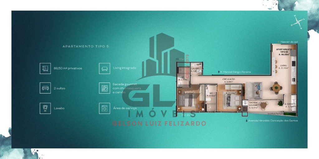 Apto Pré Lançamento em Porto Belo, com 86,50m² área privativa sendo 2 suítes, 2 vagas de garagem, área de lazer completa