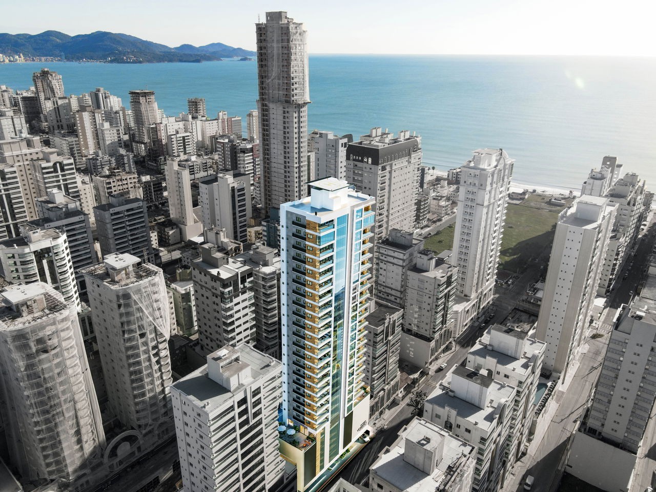 Apto em Construção em Itapema/SC bairro Morretes com 125m² área de área privativa, sendo 3 suítes, 2 vagas de garagem, área de lazer completa